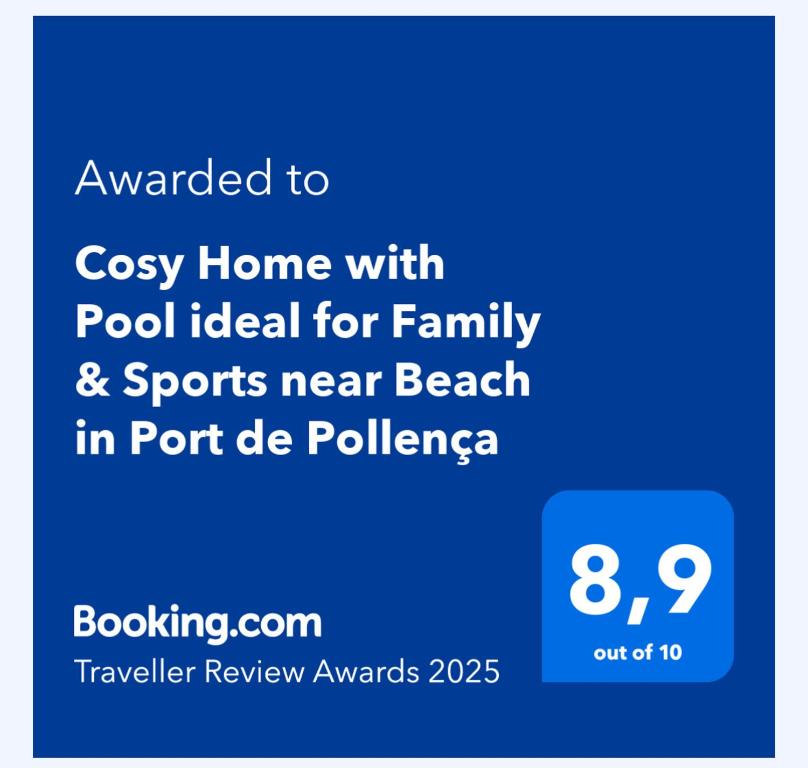 Certifikát, ocenenie alebo iný dokument vystavený v ubytovaní Cosy Home with Pool ideal for Family & Sports near Beach in Port de Pollença
