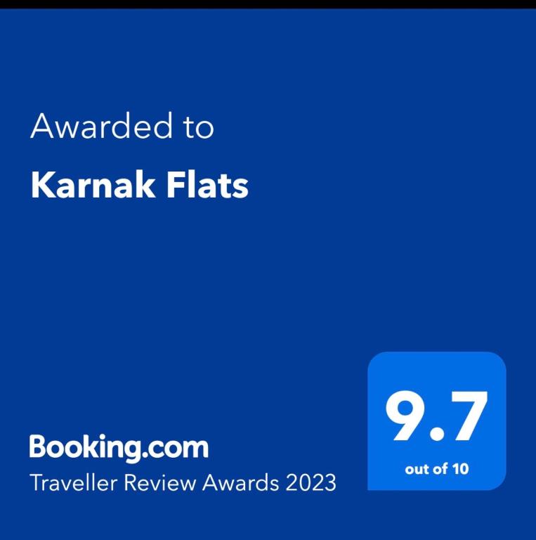 Certifikát, hodnocení, plakát nebo jiný dokument vystavený v ubytování Karnak Flats