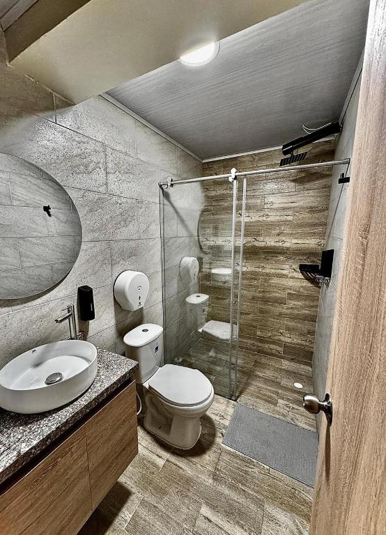 Koupelna v ubytování Hostelfc Santa Barbara