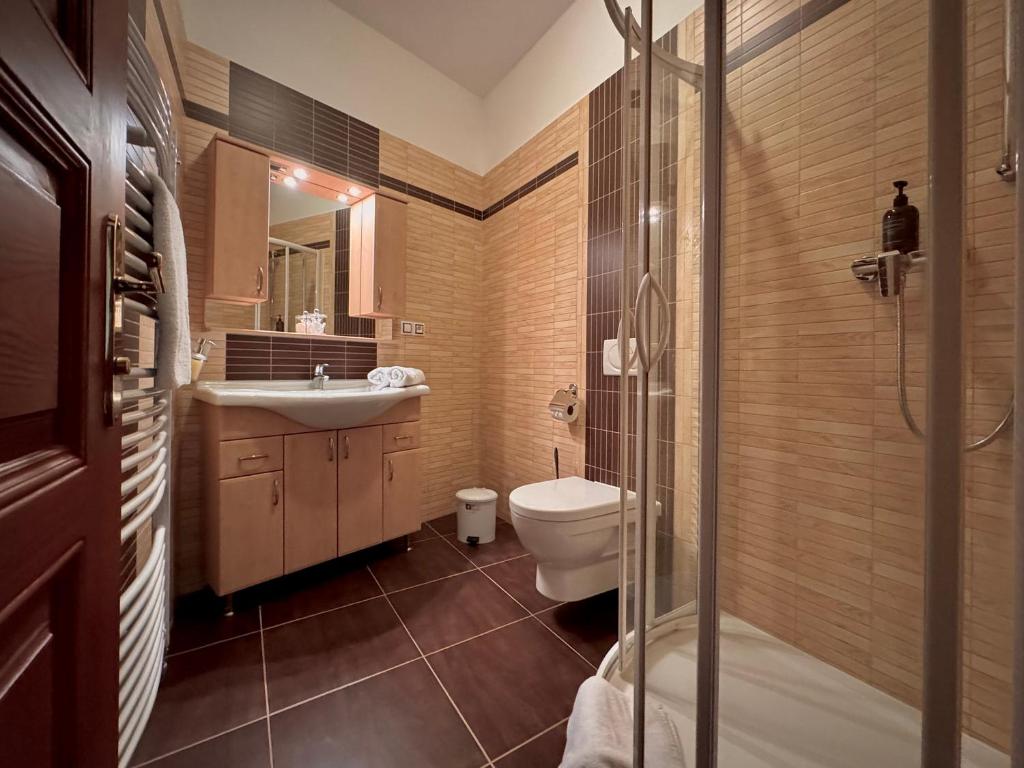 Koupelna v ubytování Apartmány Bašta & Wellness