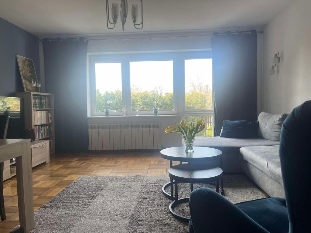 a living room with a couch and a table at Dom na Zdrowiu in Łódź