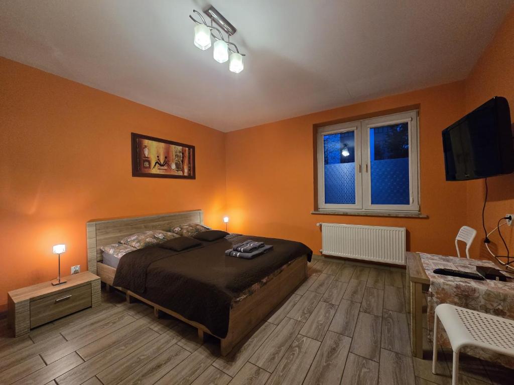 Televízia a/alebo spoločenská miestnosť v ubytovaní Apartamenty Pokoje DreamZone