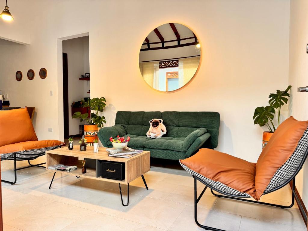 Χώρος καθιστικού στο Refugio encantador en la Villa de Leyva