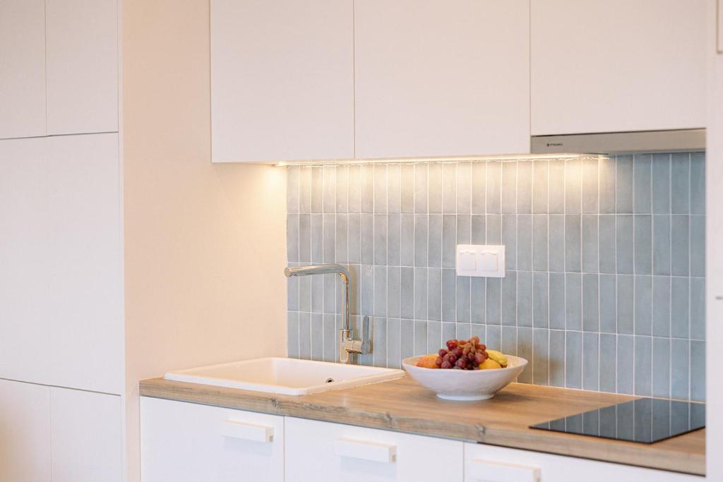 A kitchen or kitchenette at Myrto Homes Lefkada Agios Nikitas Greece