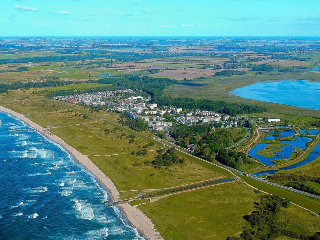 an aerial view of a beach and the ocean at Ferien- und Freizeitpark Weissenhäuser Strand in Weissenhäuser Strand