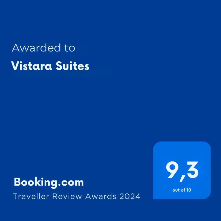 Certificado, premio, señal o documento que está expuesto en Vistara Suites
