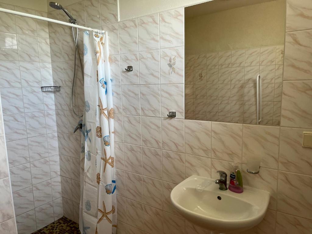 Koupelna v ubytování Apartmánový dům Obecná škola