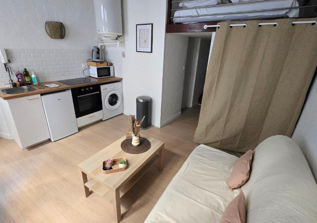 un salon avec un canapé et une table dans l'établissement L'Expérience Tourangelle #1, à Tours