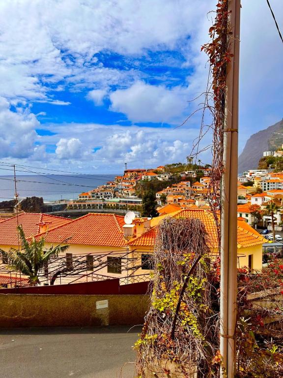 a view of a city with orange roofs at Seaside Charm I in Câmara de Lobos
