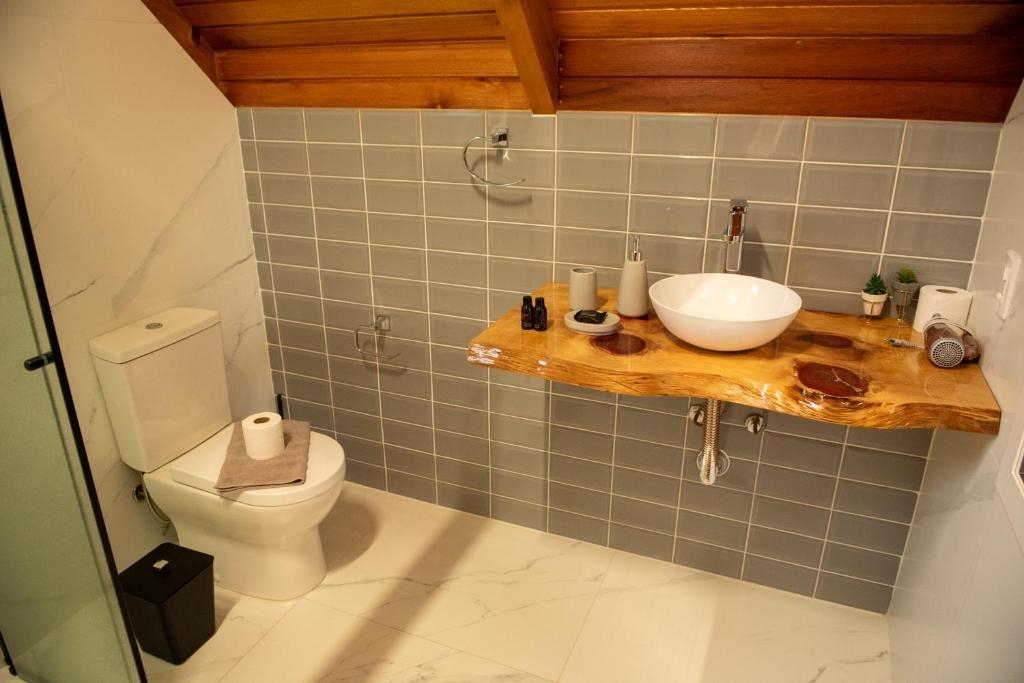 Koupelna v ubytování Cabana Água - Cabanas Recanto do Lago