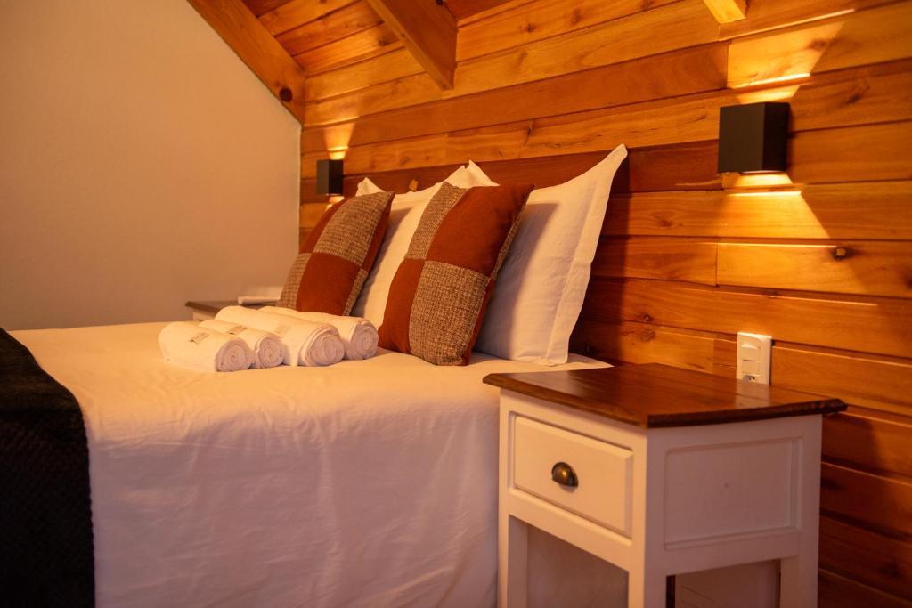 Postel nebo postele na pokoji v ubytování Cabana Água - Cabanas Recanto do Lago