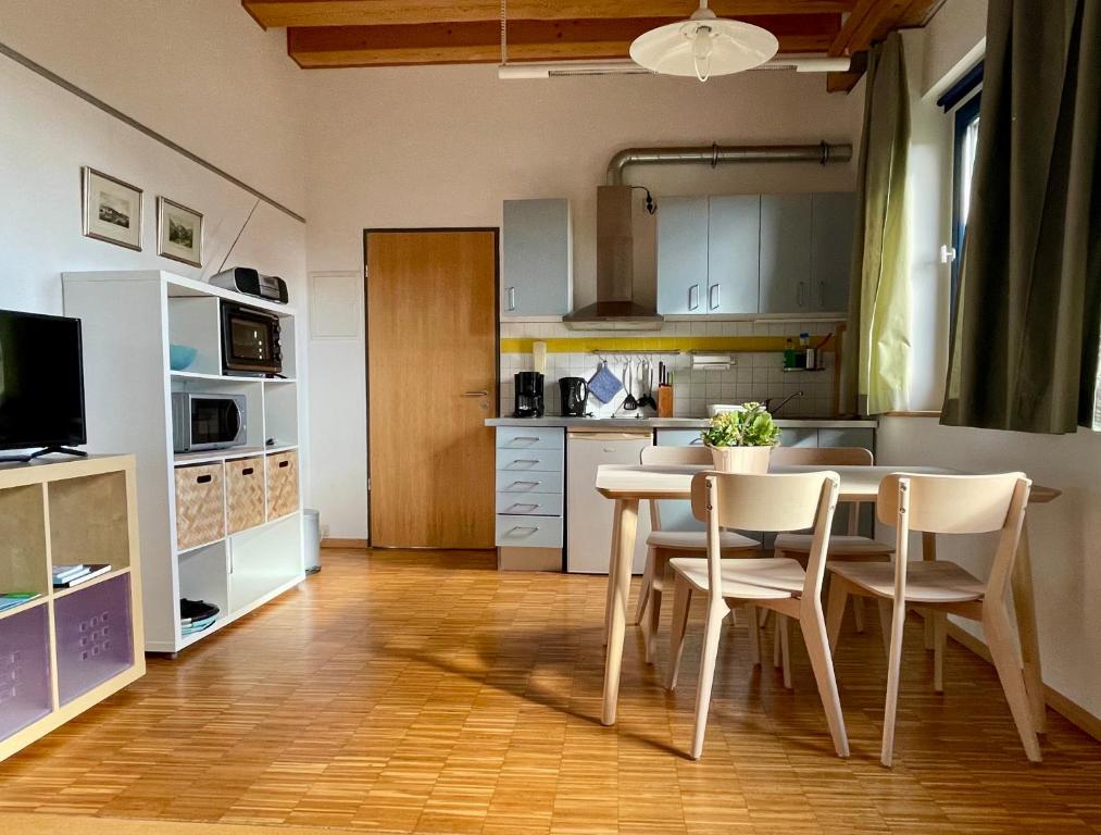 Kuchyň nebo kuchyňský kout v ubytování Alte Scheune Rietzschelhof