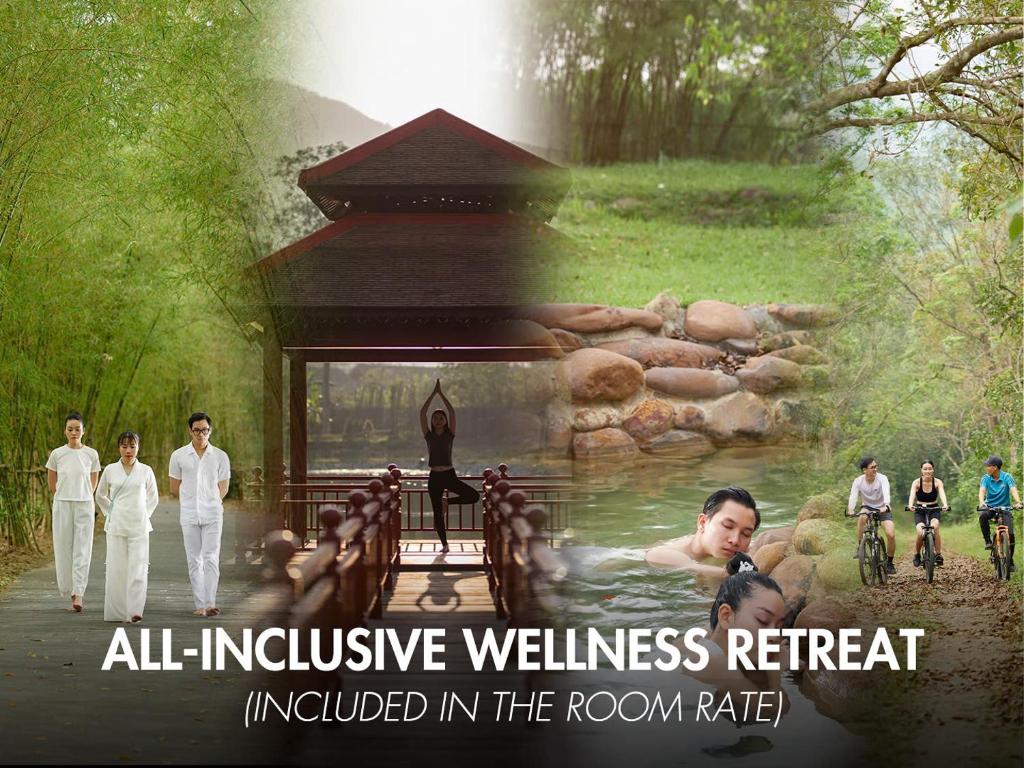 a poster of people in a river with a painting at Alba Wellness Resort By Fusion in Hue