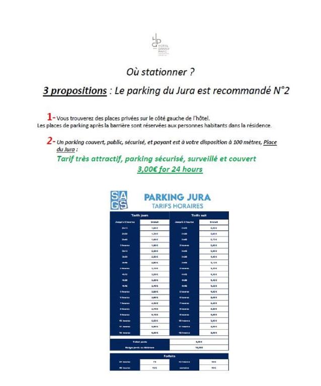 Certifikát, hodnocení, plakát nebo jiný dokument vystavený v ubytování Hotel du Grand Parc