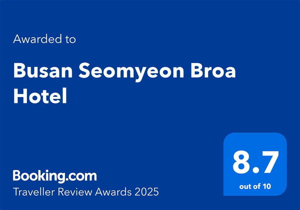 Certifikát, hodnocení, plakát nebo jiný dokument vystavený v ubytování Busan Seomyeon Broa Hotel