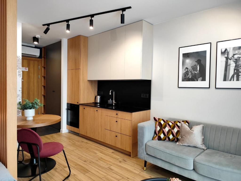 Televízia a/alebo spoločenská miestnosť v ubytovaní Easy Rent Apartments - Unia Art Residence 83