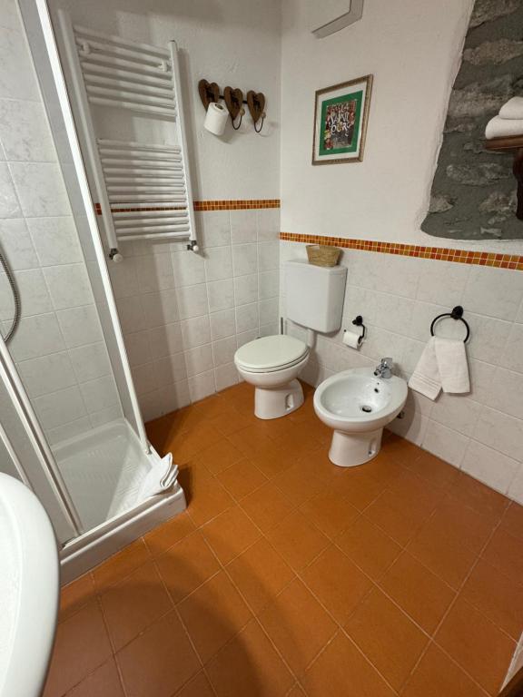 un bagno con un water e un lavandino di Chambres D'hôtes Maribel a Pré-Saint-Didier