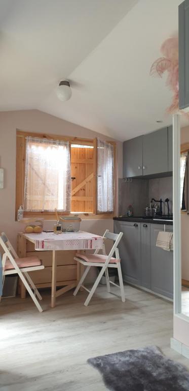 Kuchyň nebo kuchyňský kout v ubytování Mini châlet vue mer