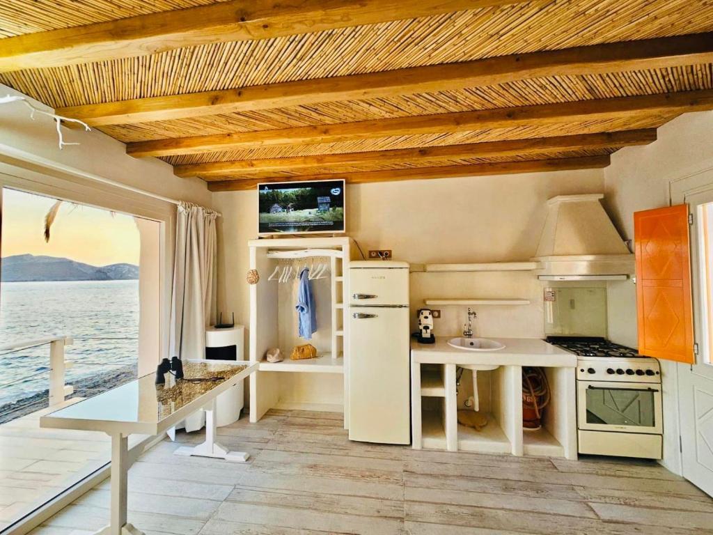 Kuchyň nebo kuchyňský kout v ubytování Milos island-Cavo paradiso ocean house