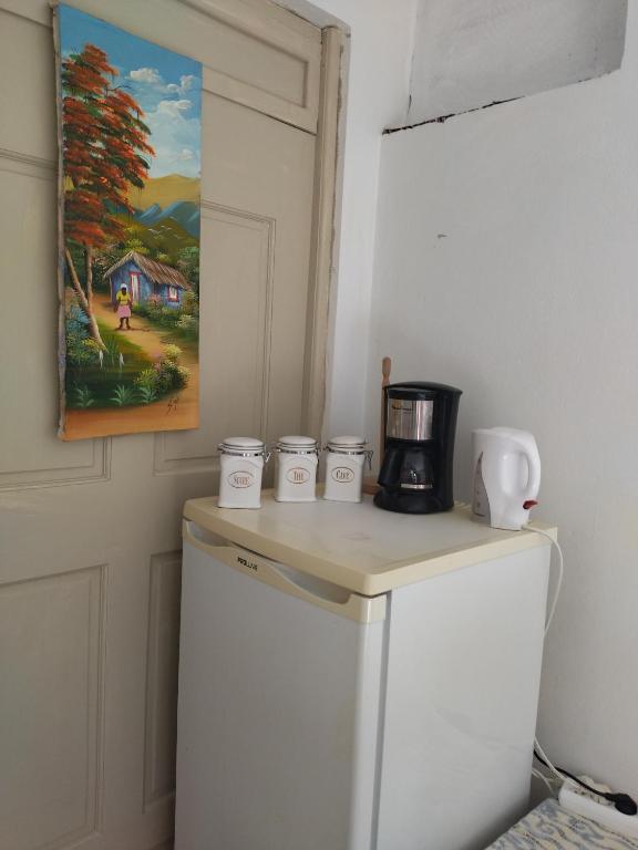 Kuchyň nebo kuchyňský kout v ubytování studio sympa