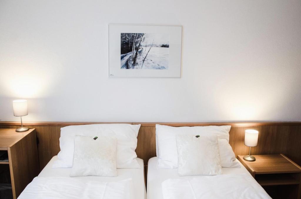 Postel nebo postele na pokoji v ubytování Hotel Blaue Traube