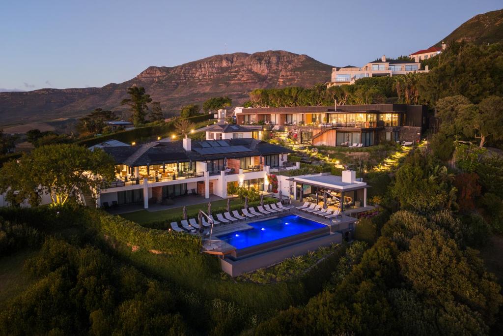 an aerial view of a house with a swimming pool at Villa Lion View Private Luxury Retreat in Cape Town