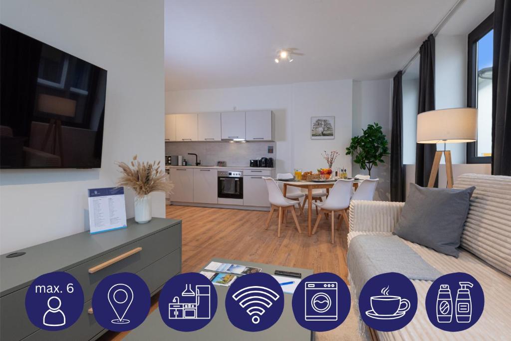 Kuchyň nebo kuchyňský kout v ubytování Neues und zentrales Apartment im Scandi-Style von STAY YOUR WAY