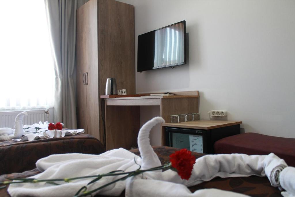 TV a/nebo společenská místnost v ubytování Rozza Hotel