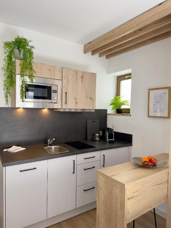 Kuchyň nebo kuchyňský kout v ubytování Living & Serviced Apartments by Blauer Wolf