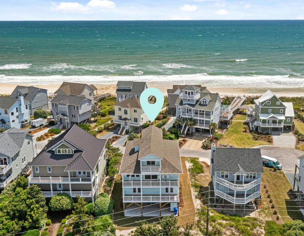 an aerial view of homes at the beach at Ocean Sounds in West Onslow Beach