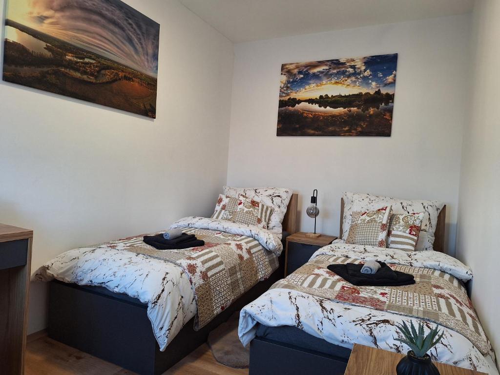Postel nebo postele na pokoji v ubytování Apartmá Vrbice