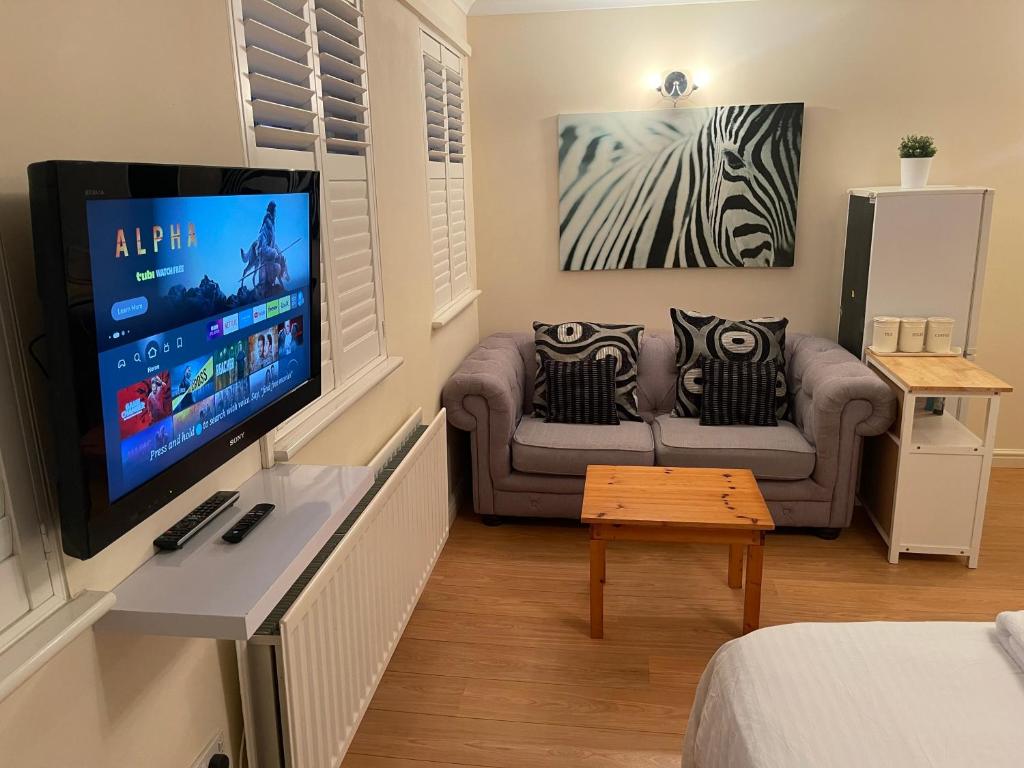 TV a/nebo společenská místnost v ubytování Gatwick Studio