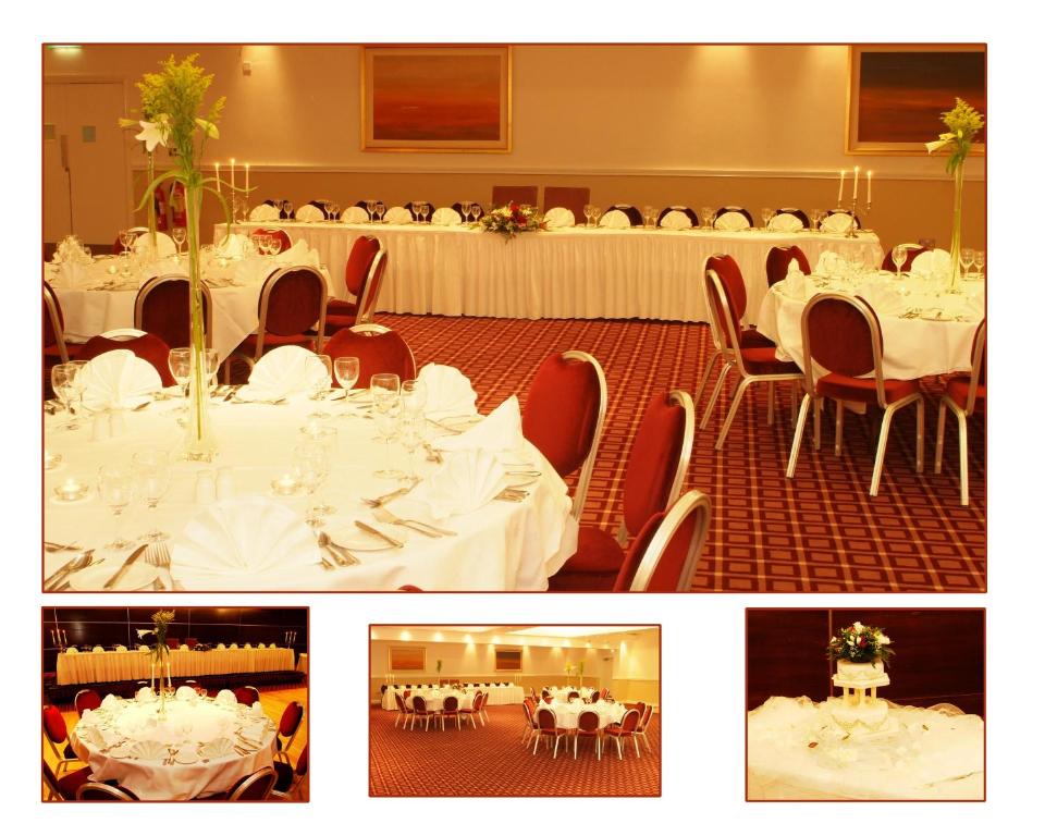 a room with tables and chairs with white tablecloths at Ashbourne House Hotel in Ashbourne