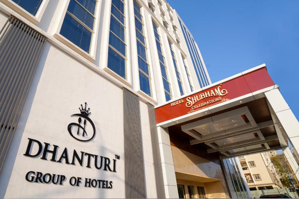 a building with the sign for the diamond group of hotels at Hotel Shubham Celebrations-Miyapur in Lingampalli