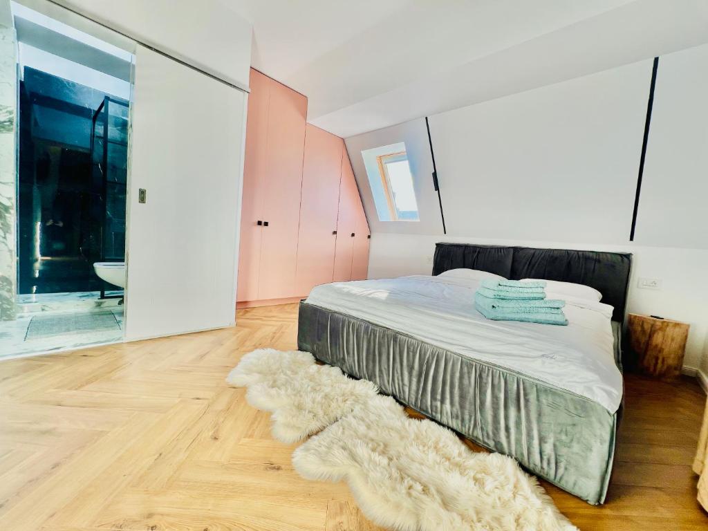 ブラショヴにあるRichy Boutiqueのベッドルーム1室(ベッド1台付)、