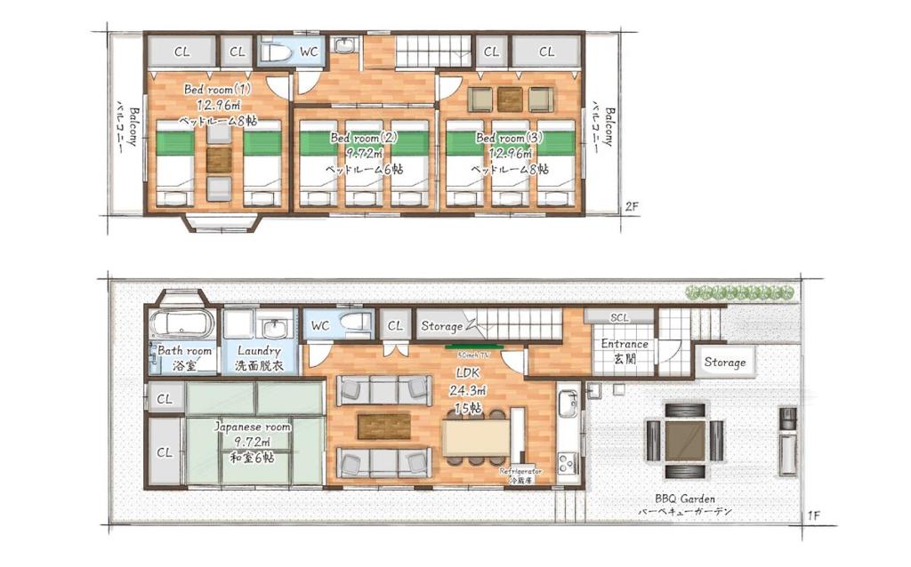 Půdorys ubytování Ocean villa 大洗