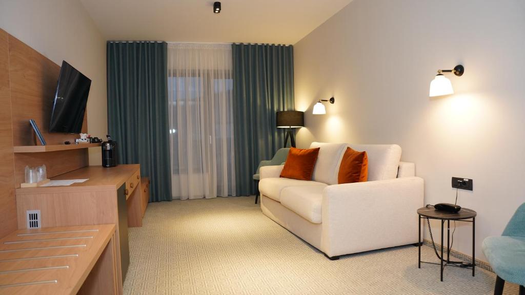 TV a/nebo společenská místnost v ubytování Hotel Sorin MIHAI