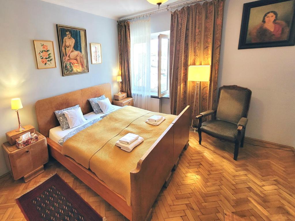 Posteľ alebo postele v izbe v ubytovaní Mieszkanko na Konstytucji
