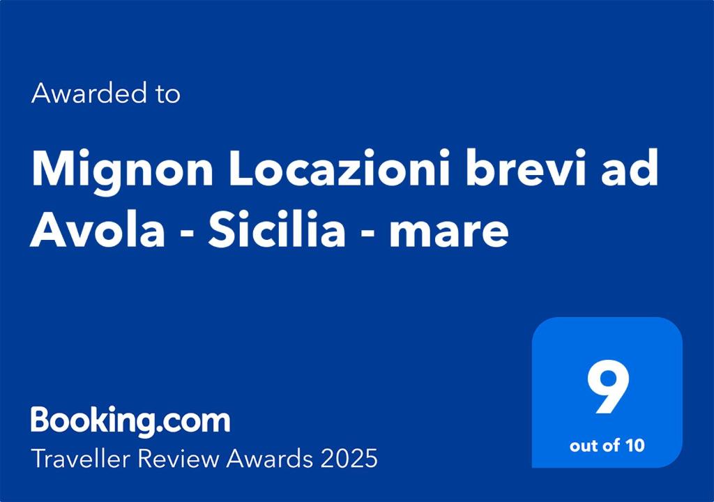 Certifikát, hodnocení, plakát nebo jiný dokument vystavený v ubytování Mignon Locazioni brevi ad Avola - Sicilia - mare