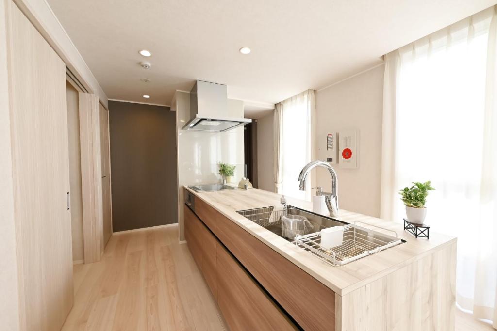 八街市にある8Room - Vacation STAY 70877vのキッチン(大型カウンター、シンク付)