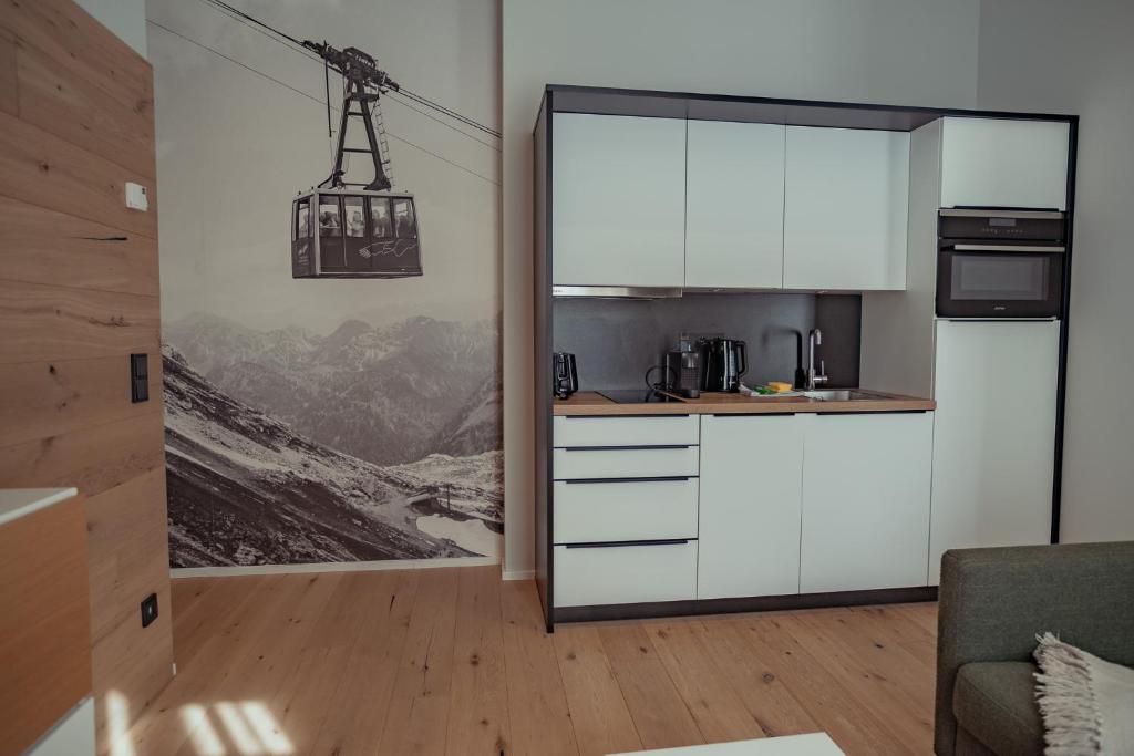 Kuchyň nebo kuchyňský kout v ubytování Mariandl am Berg