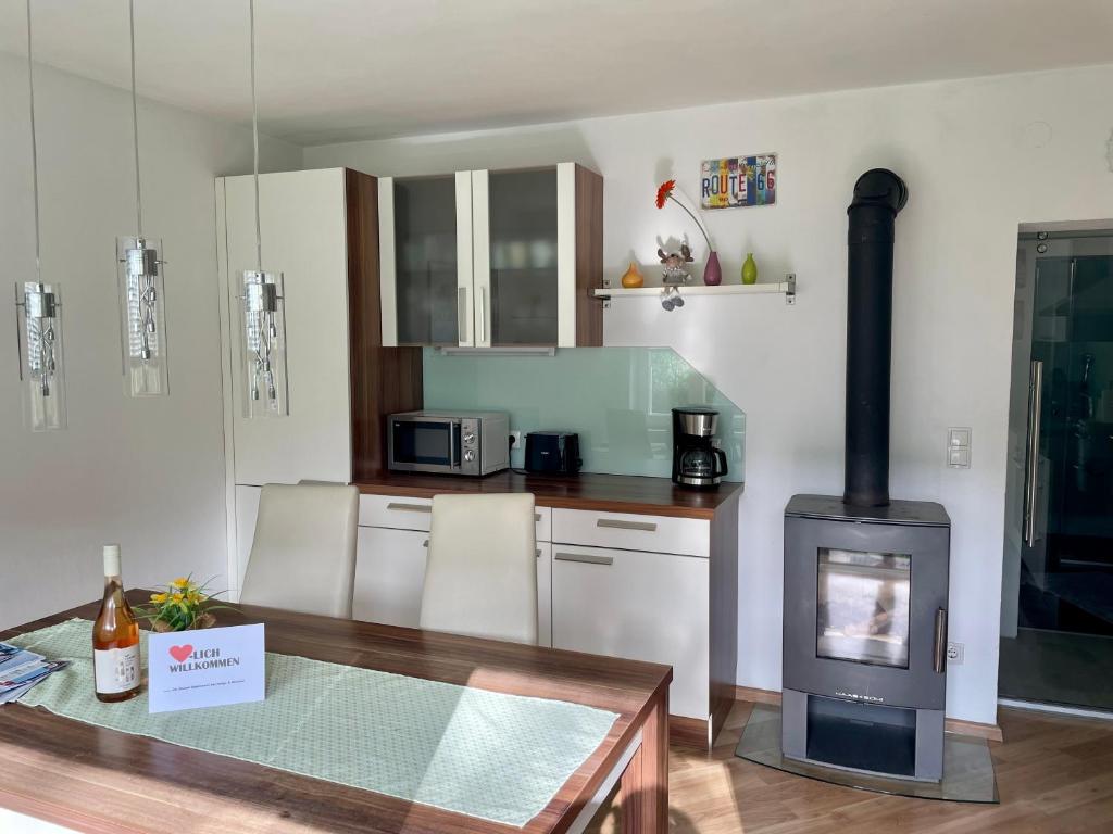 Kuchyň nebo kuchyňský kout v ubytování Stubai Apartment Telfes