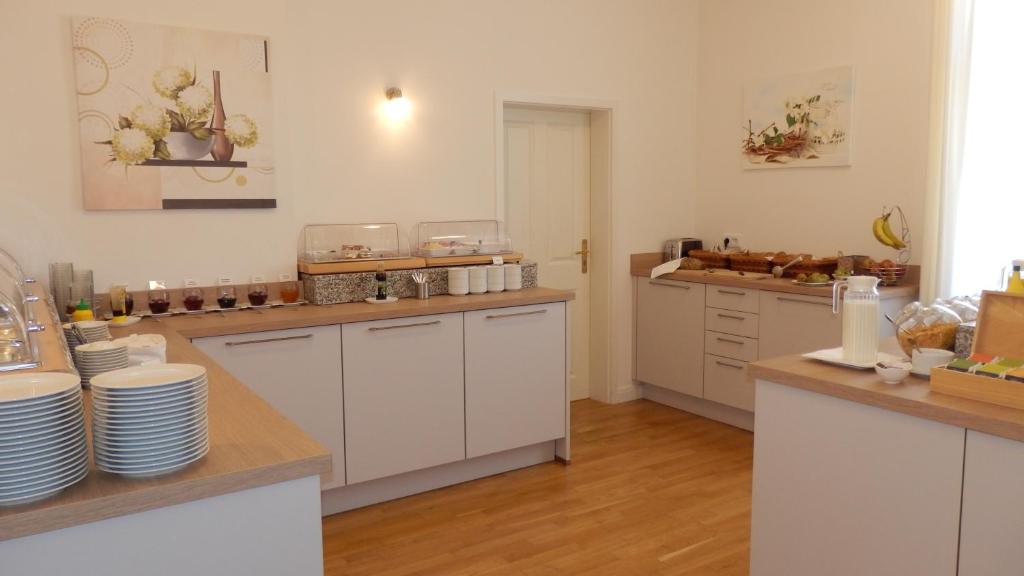 Kuchyň nebo kuchyňský kout v ubytování Hotel Bellevue