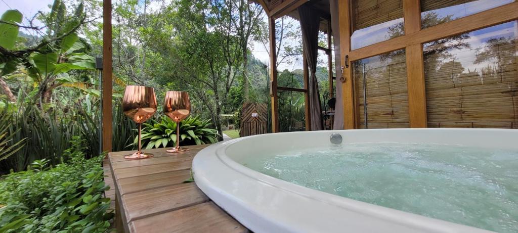 Zahrada ubytování Exclusivo Cocora con Jacuzzi Salento Quindio