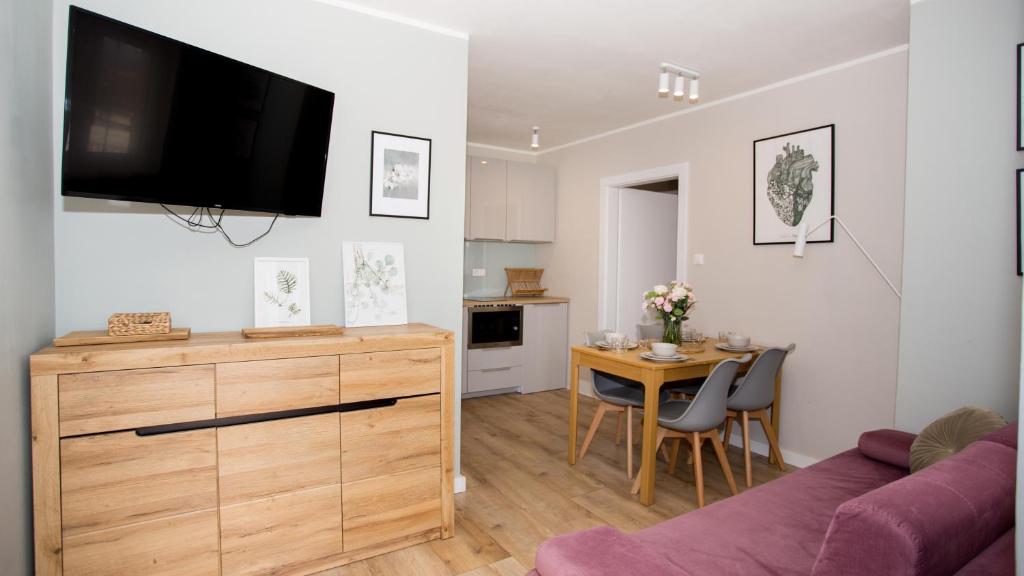 Μια τηλεόραση ή/και κέντρο ψυχαγωγίας στο Apartamenty Dębowe