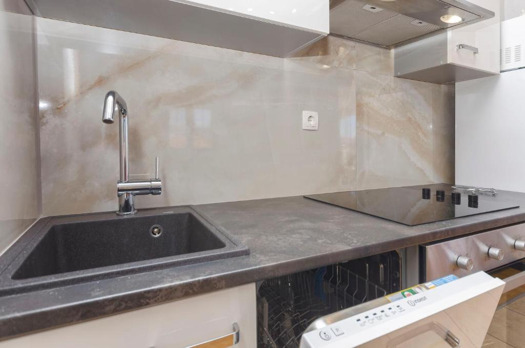Kuchyň nebo kuchyňský kout v ubytování Apartments Ani