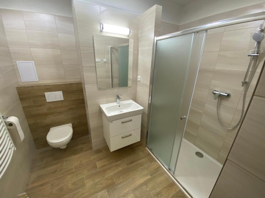 Koupelna v ubytování Apartmány Mikulčice