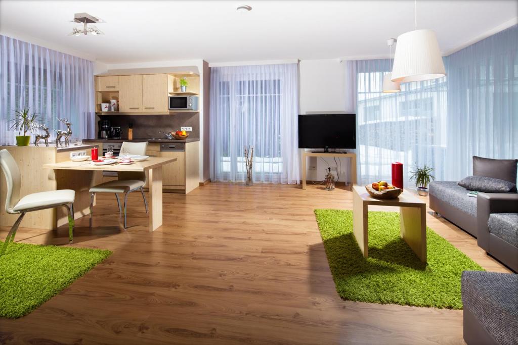 Kuchyň nebo kuchyňský kout v ubytování Hotel Apartment Das Au- Gut