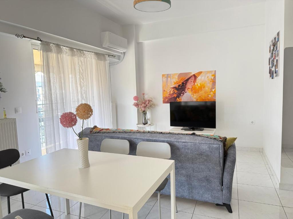 TV a/nebo společenská místnost v ubytování Piraeus new hotel