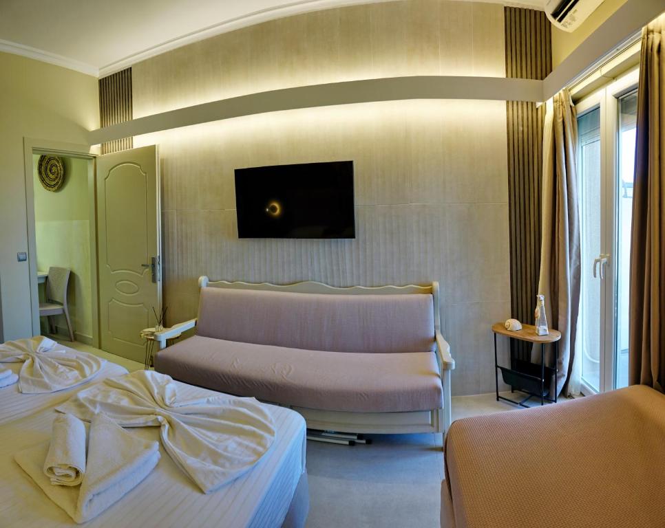 Postel nebo postele na pokoji v ubytování Galazio Asteri 1 Green, Luxury & Eco